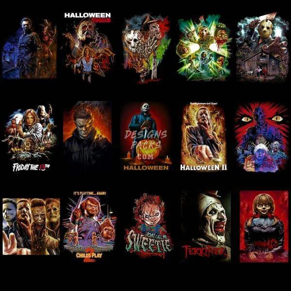 35 Halloween Horror Halftone Designs Bundle PNG