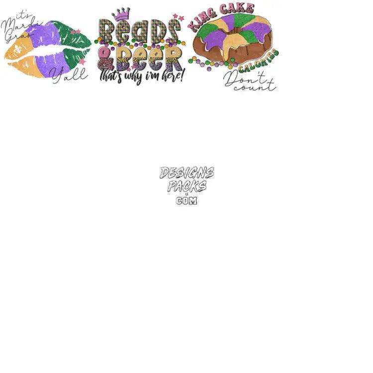 35 Mixed Mardi Gras Designs Bundle Png