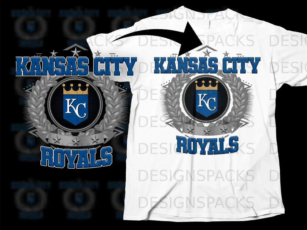 Kansas City Royals Emblem and Laurel Design T-Shirt