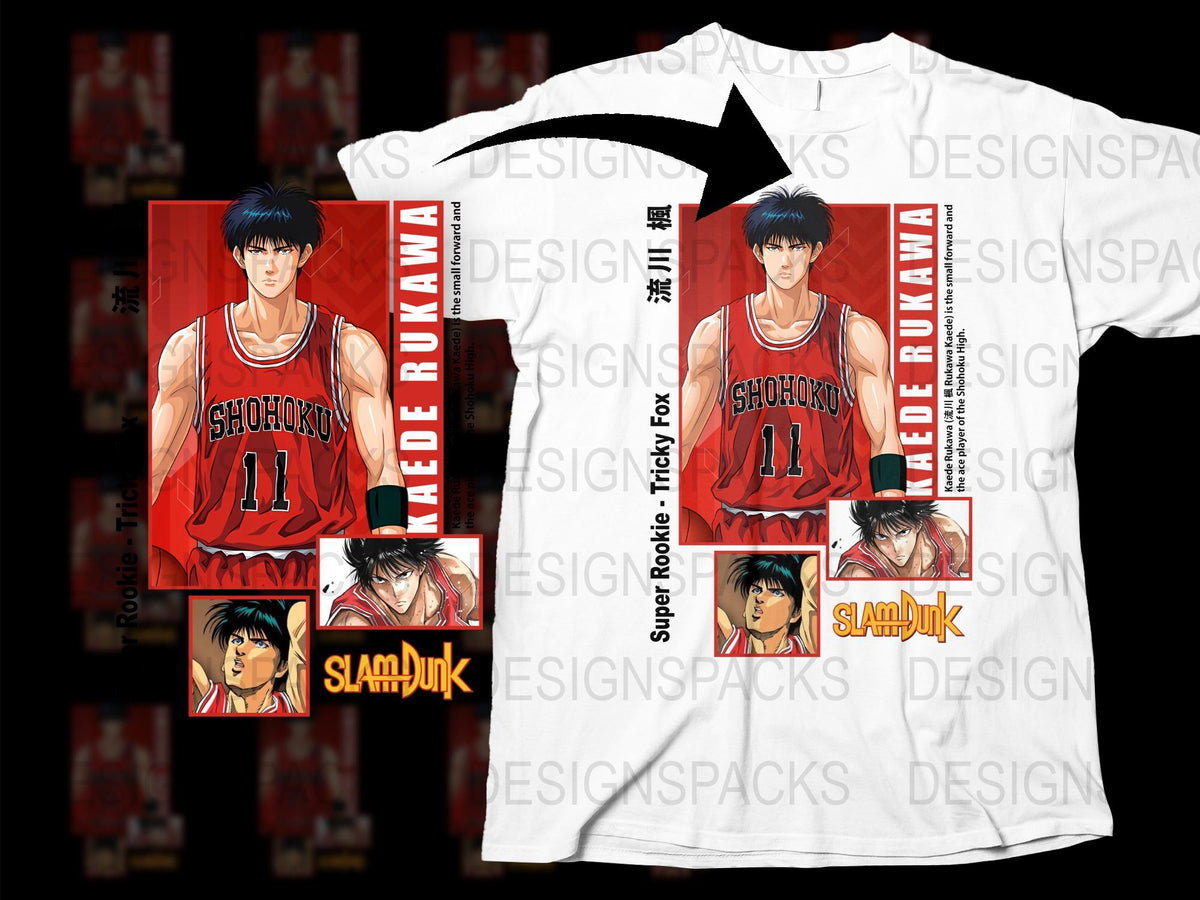 Slam Dunk Anime T-shirt, Kaede Rukawa Shohoku Jersey, Manga Basketball Fan Merch, Unisex Graphic Tee
