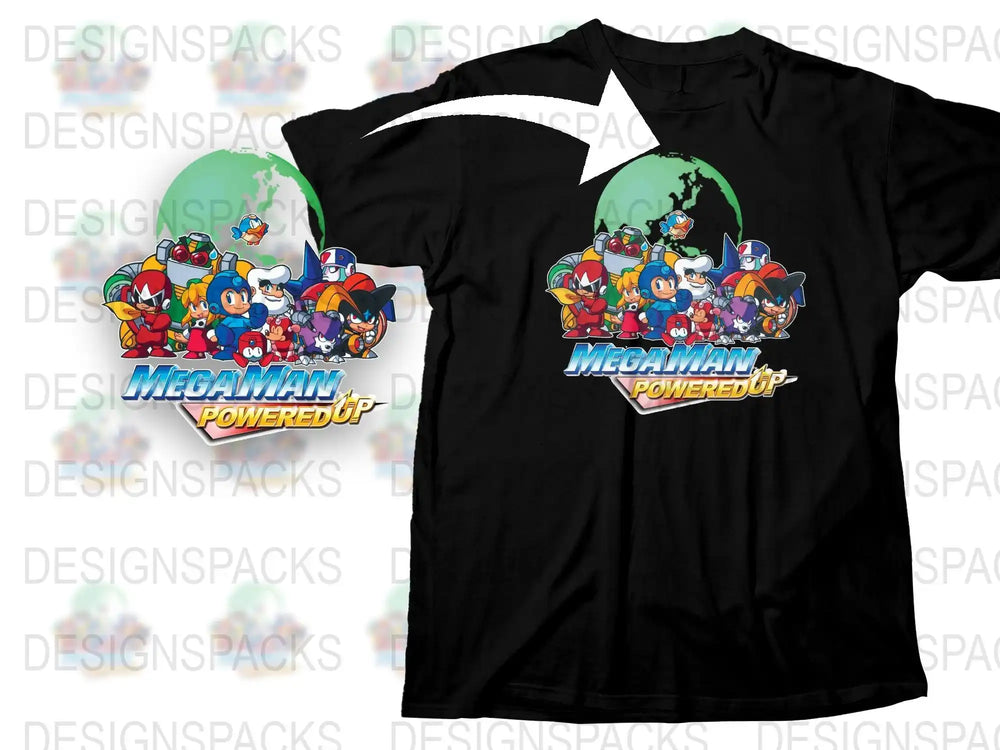 Mega Man Powered Up T-Shirt, Vintage Video Game Tee, Retro Gaming Apparel, Classic Capcom Shirt