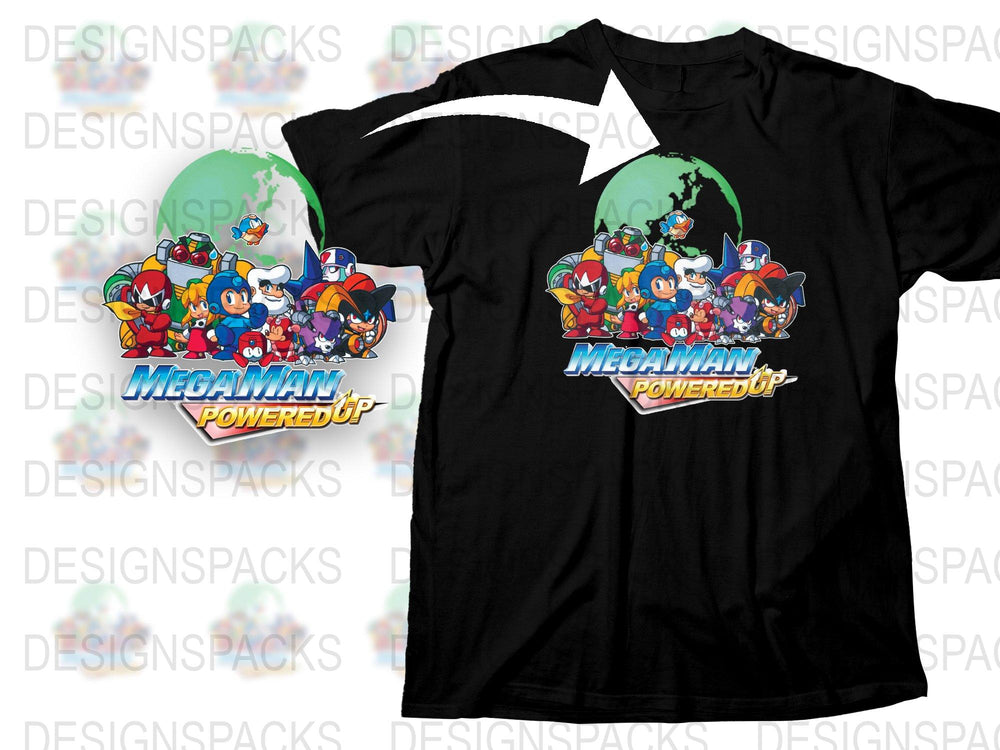 Mega Man Powered Up T-Shirt, Vintage Video Game Tee, Retro Gaming Apparel, Classic Capcom Shirt