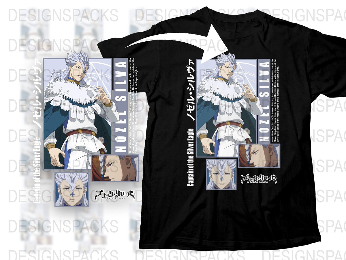 Anime Character Nozel Silva Graphic T-Shirt, Manga Inspired Tee, Casual Cotton Black Shirt, Japanese Style Apparel, Fan Merchandise