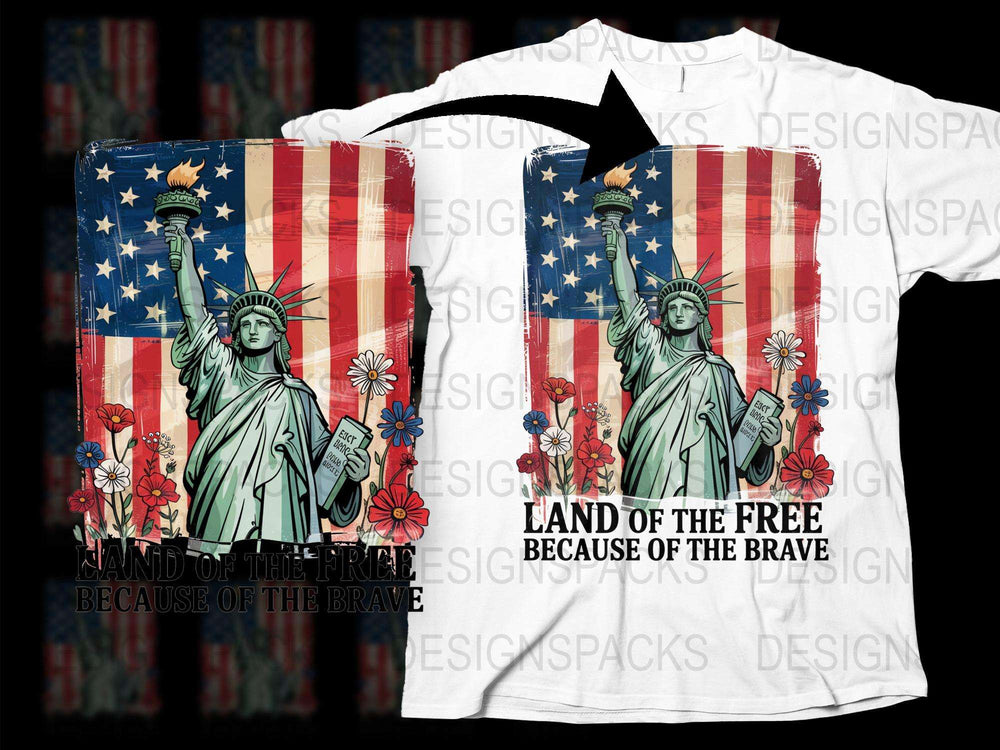 Patriotic T-Shirt USA Flag Liberty Graphic Land of the Free Brave Tee Unisex