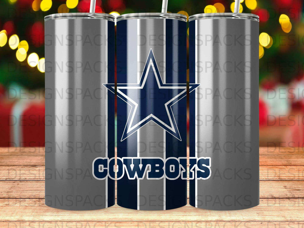 Dallas Cowboys tumbler with star logo and "Cowboys" text.