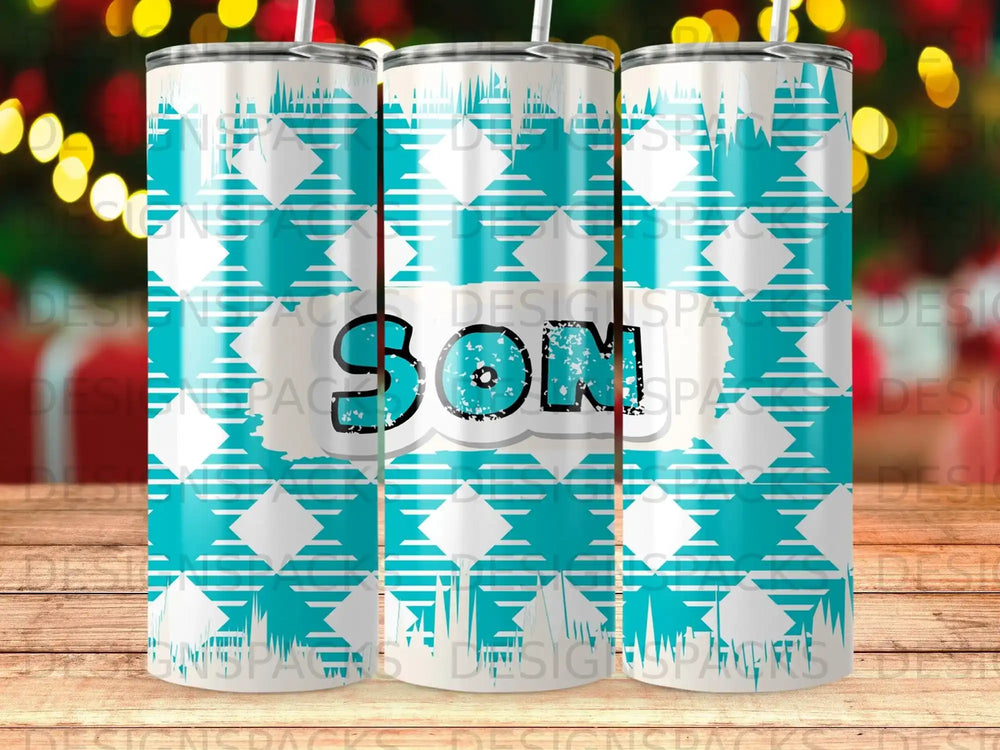 BOM Plaid Turquoise White Winter Tumbler product type