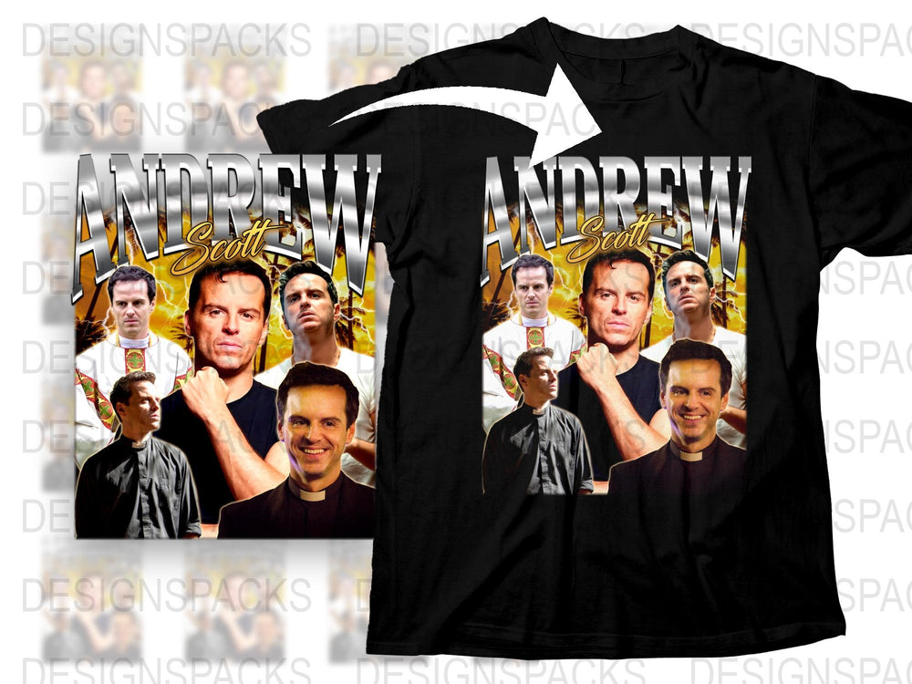 Andrew Scott Graphic T-Shirt, Multiple Poses Print, Fan Art Tee, Unique Actor Tribute, Fashion Apparel, Unisex Clothing
