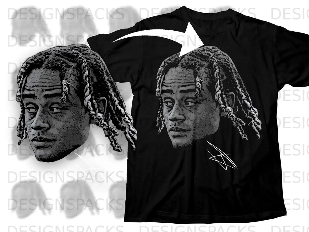 Graphic Tee with Black and White Portrait Design