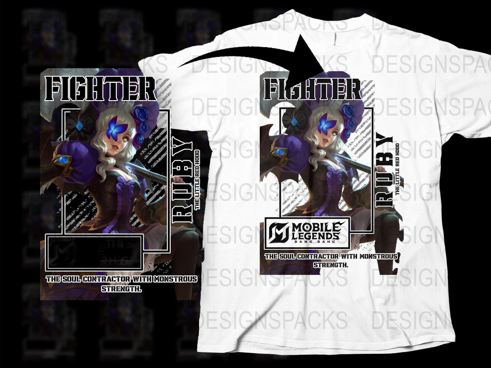 Mobile Legends Ruby Fighter T-Shirt, Gaming Apparel, Soul Contractor, Monstrous Strength Merch