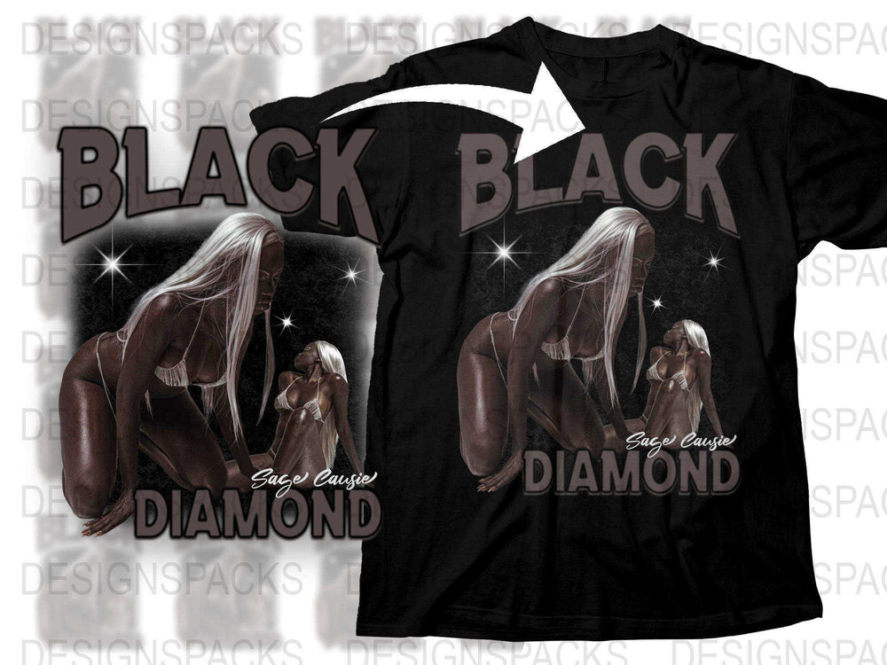 Black Diamond T-Shirt, Sage Cause Design, Graphic Tee, Women's Fashion, Starry Night Theme