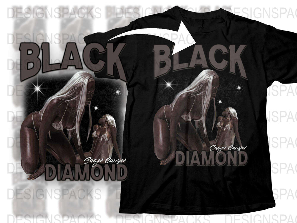 Black Diamond T-Shirt, Sage Cause Design, Graphic Tee, Women's Fashion, Starry Night Theme