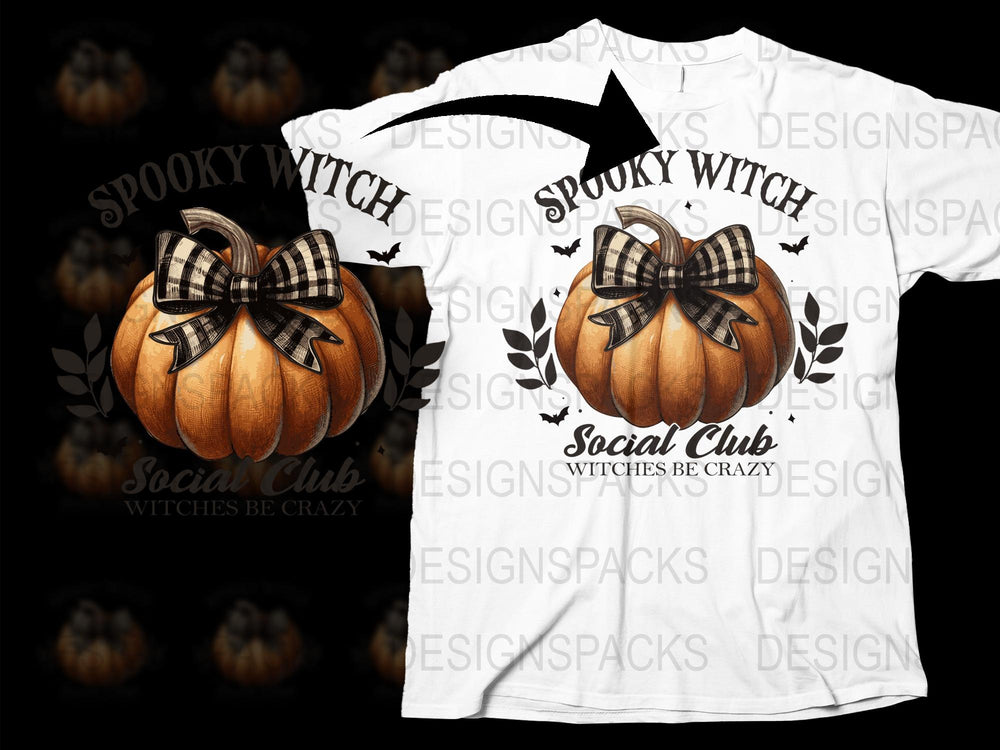 Spooky Witch Social Club T-Shirt, Halloween Pumpkin Graphic Tee, Fall Season Witchy Apparel