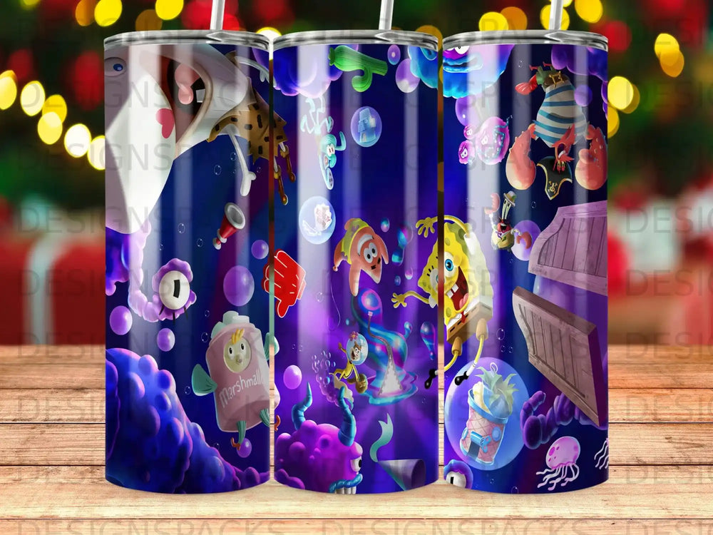 Vibrant Aquatic Fantasy Tumbler Digital Wrap Design