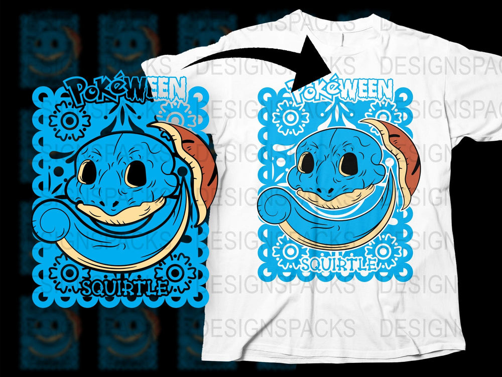 Squirtle Halloween T-Shirt, Spooky Pokemon Tee, Cute Ghost Costume Shirt, Gamer Graphic Tee, Kids and Adult Sizes