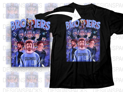 Retro Graphic T-Shirt, Vintage Inspired Brothers Print, Casual Streetwear, Men's Fashion Tee, Unique Gift Idea for Siblings