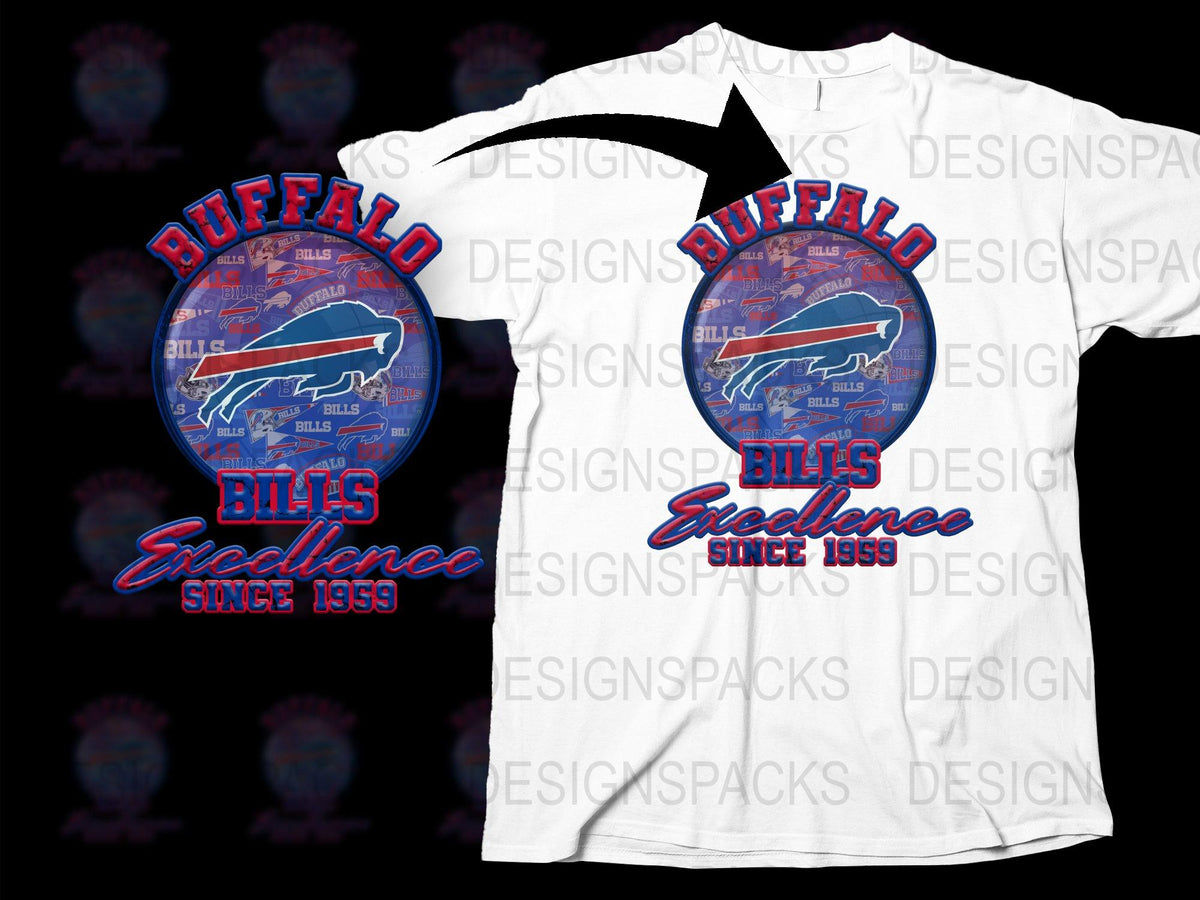 Buffalo Bills Vintage T-Shirt, NFL Team Logo Tee, Excellence Since 1959, Sports Fan Gift