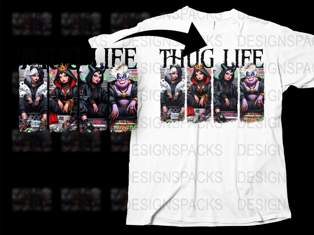 Thug Life Cartoon Parody T-Shirt, Funny Hip Hop Character Tee, Unique Graphic Streetwear, Adult Sizes