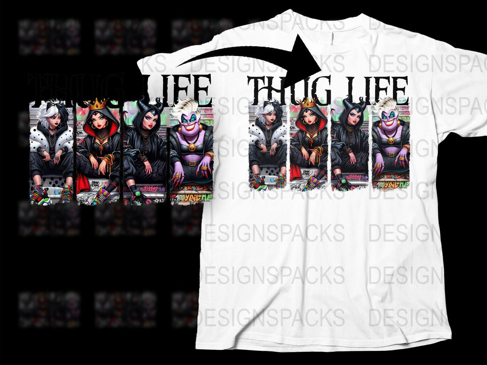 Thug Life Cartoon Parody T-Shirt, Funny Hip Hop Character Tee, Unique Graphic Streetwear, Adult Sizes