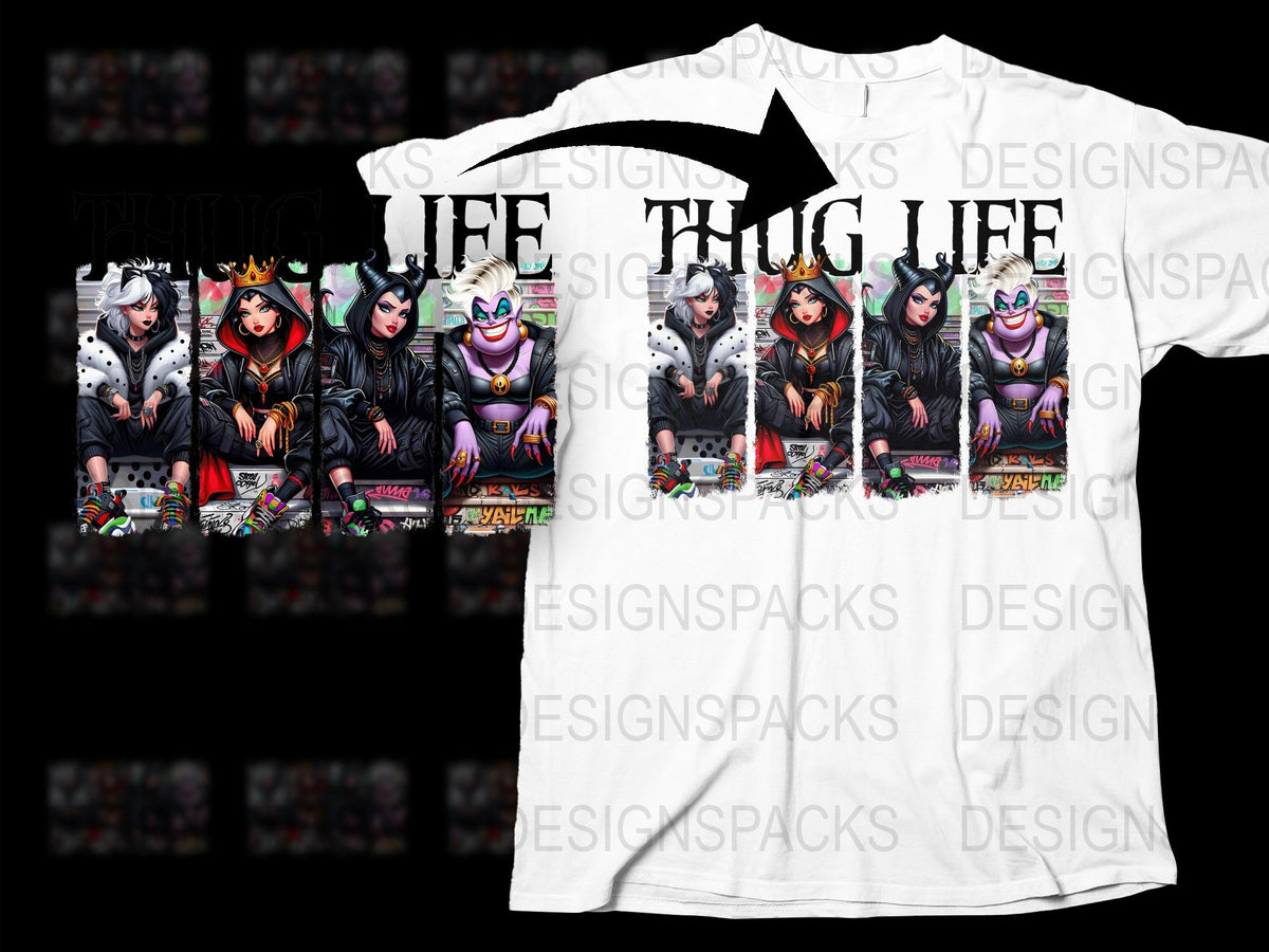 Thug Life Cartoon Parody T-Shirt, Funny Hip Hop Character Tee, Unique Graphic Streetwear, Adult Sizes