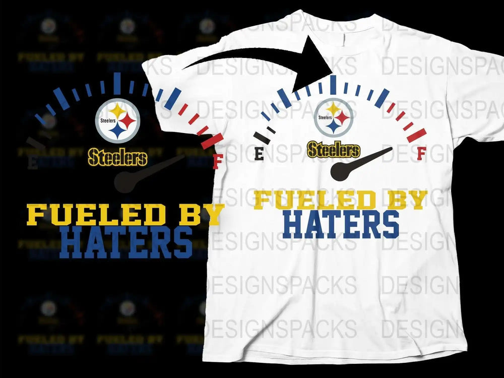Pittsburgh Steelers Fueled by Haters T-Shirt, Football Fan Gear, Sports Team Apparel, White Graphic Tee, NFL Support Shirt