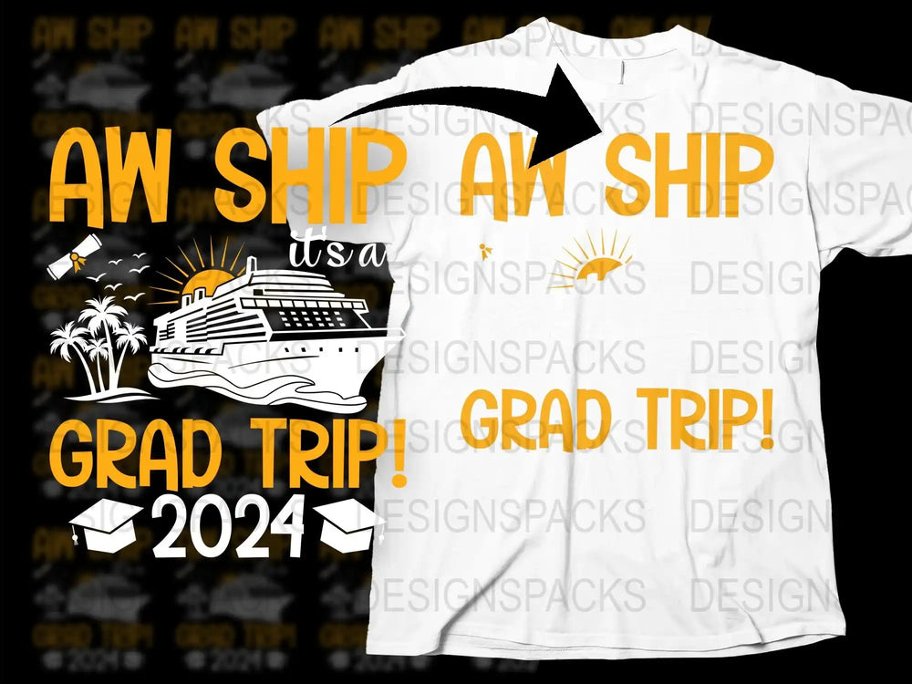 Grad Trip 2024 T-Shirt, Funny Cruise Ship Design, Summer Vacation Tee, Travel Gift Idea for Students