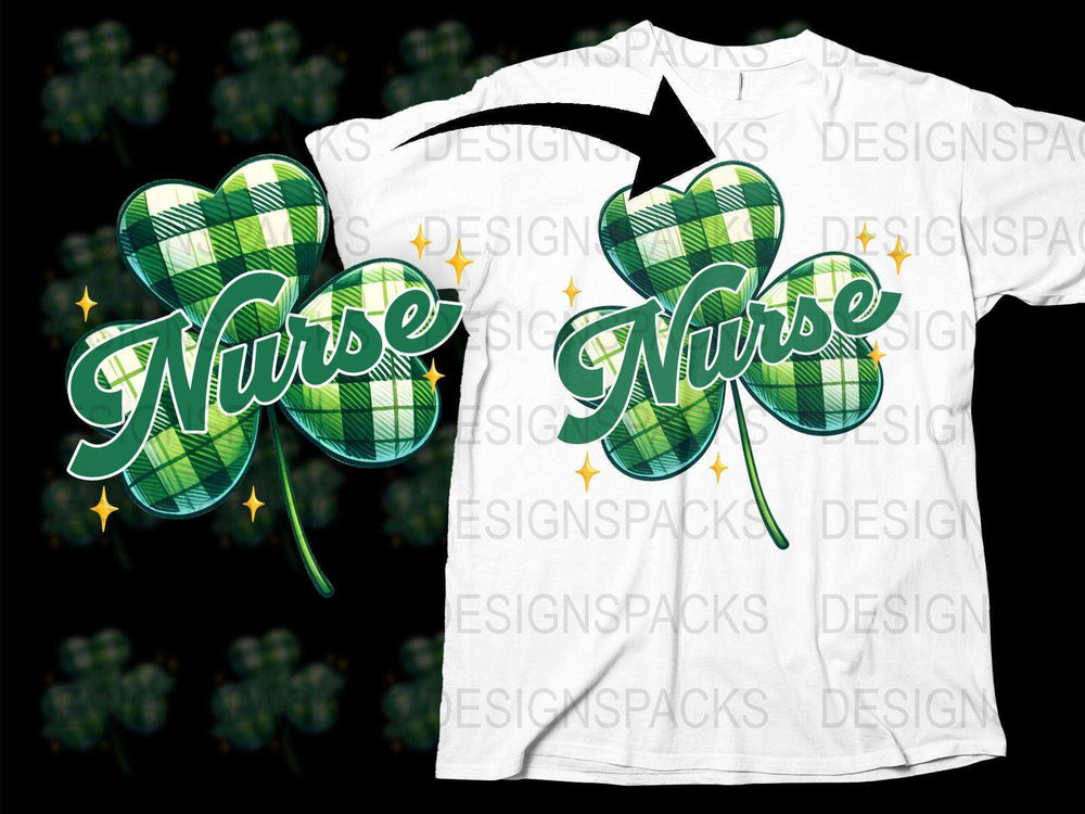 Nurse Shamrock T-Shirt, Green Plaid Clover Design, St Patrick's Day Gift, Healthcare Worker Tee