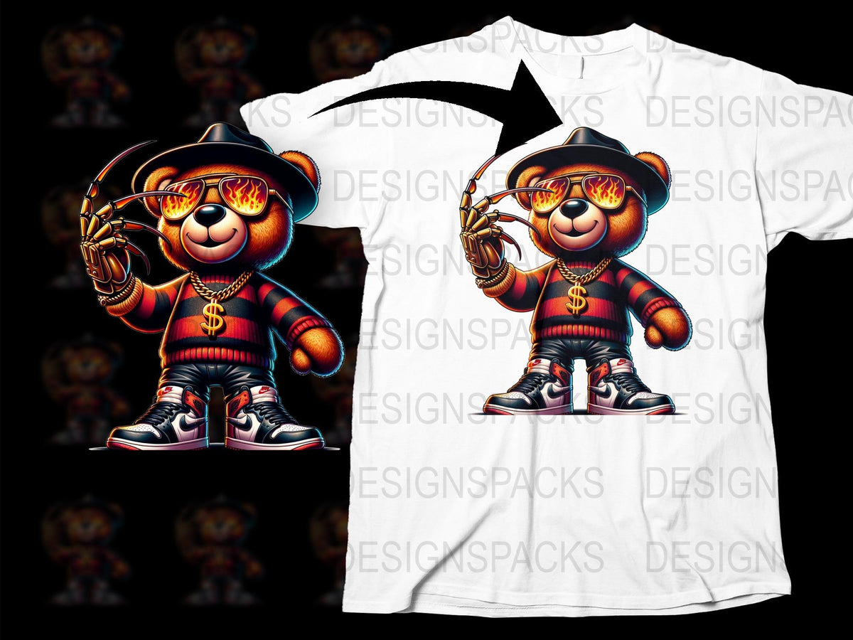 Cool Teddy Bear DJ T-Shirt, Black Graphic Tee, Music Lover Gift, Urban Streetwear, Hip Hop Style, Men's Fashion Top