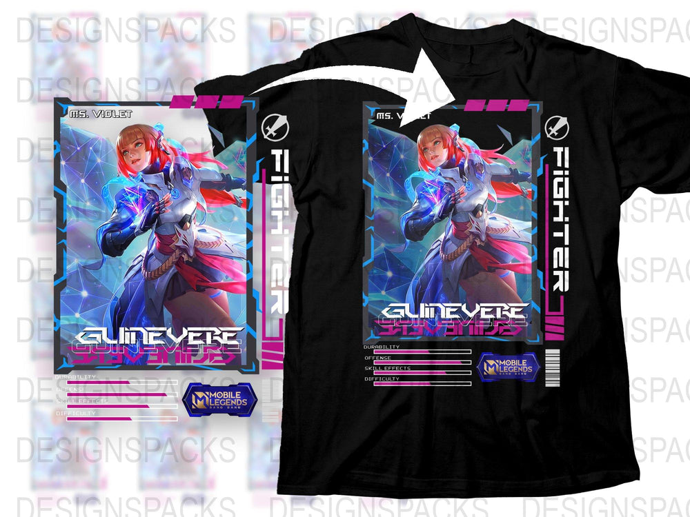 Mobile Legends Guinevere T-Shirt, Anime Style Game Character Tee, Colorful Graphic Design Shirt