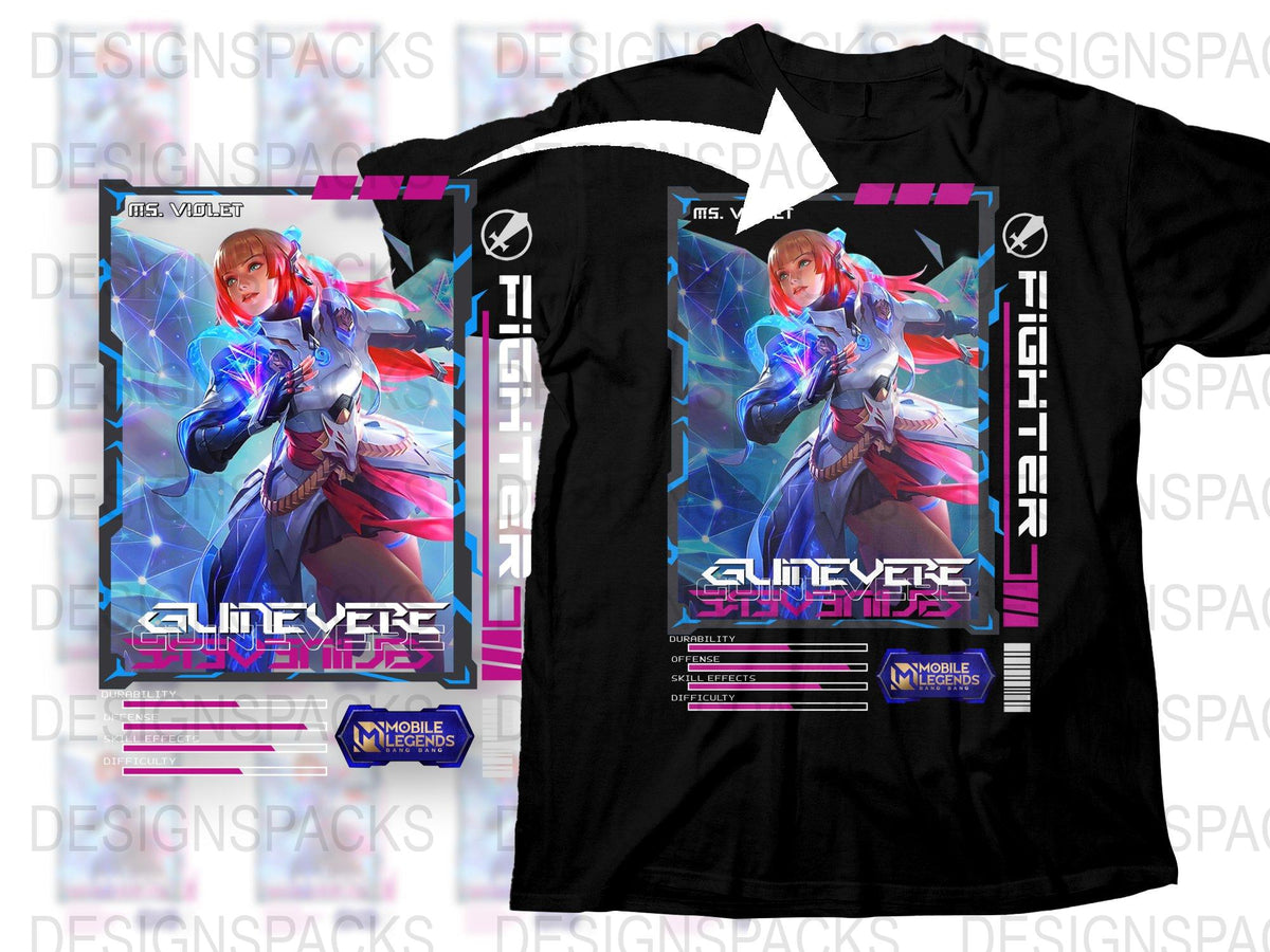 Mobile Legends Guinevere T-Shirt, Anime Style Game Character Tee, Colorful Graphic Design Shirt