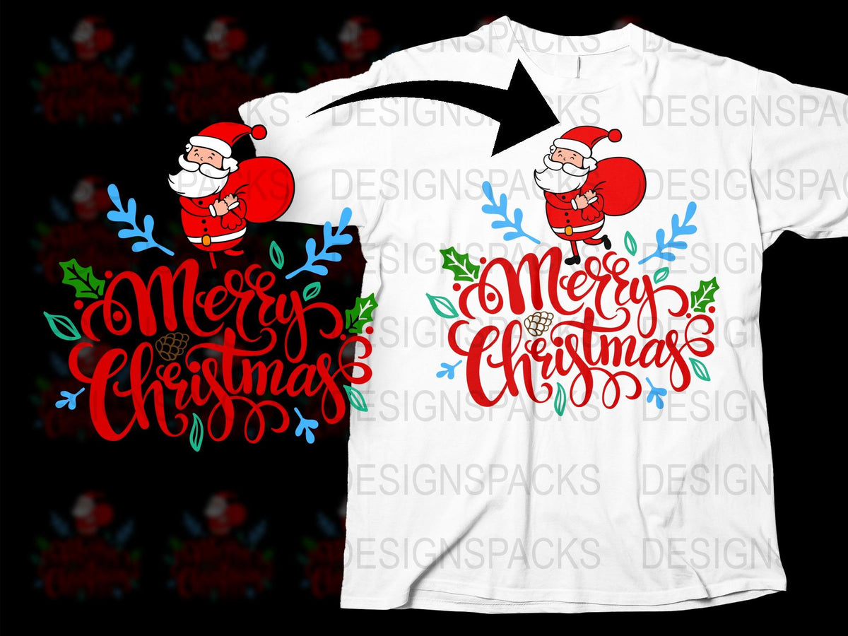 Merry Christmas T-Shirt, Santa Claus Graphic, Festive Holiday Tee, Unisex Xmas Shirt
