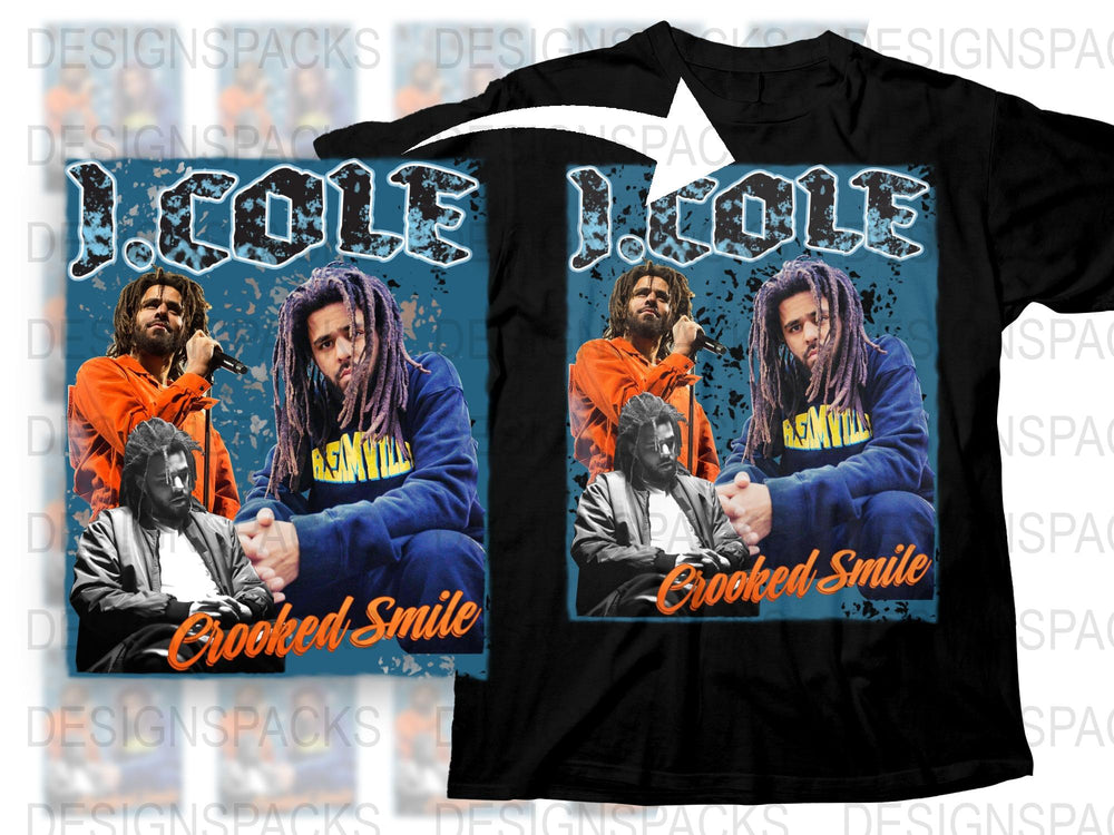 J. Cole Crooked Smile Graphic T-Shirt, Hip Hop Music Tee, Fan Merchandise, Urban Streetwear Style, Cool Rap Artist Shirt, Bold Colors