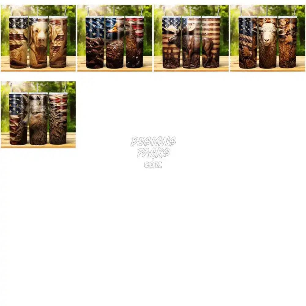 36 3D Animal Engraved Patriotic Tumbler Wrap Bundle Jpg