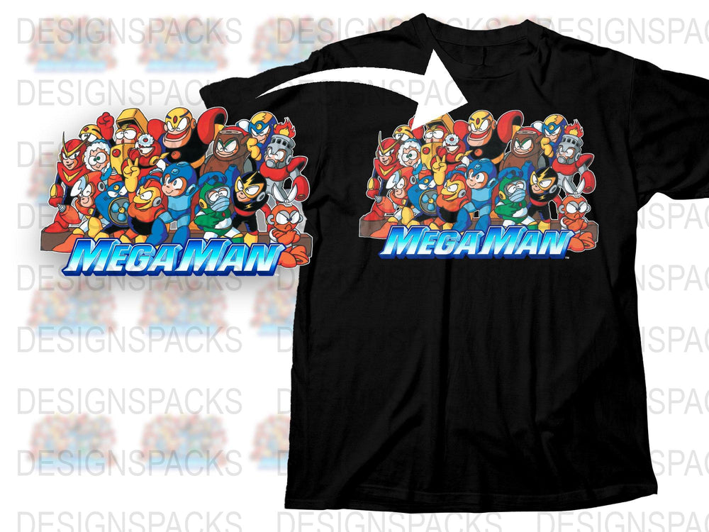 Mega Man Character T-Shirt, Retro Gaming Tee, Classic Video Game Shirt, Vintage Style Graphic Tee for Gamers