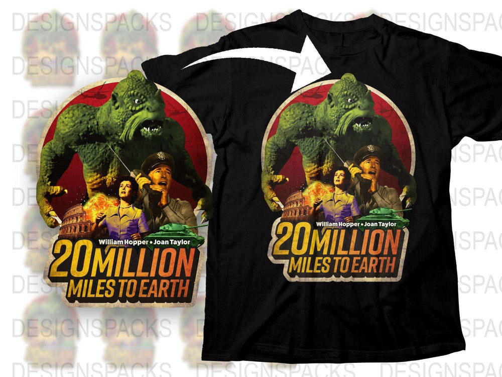 Vintage Sci-Fi T-Shirt, 20 Million Miles to Earth Movie Poster Graphic Tee, Classic Film Merchandise