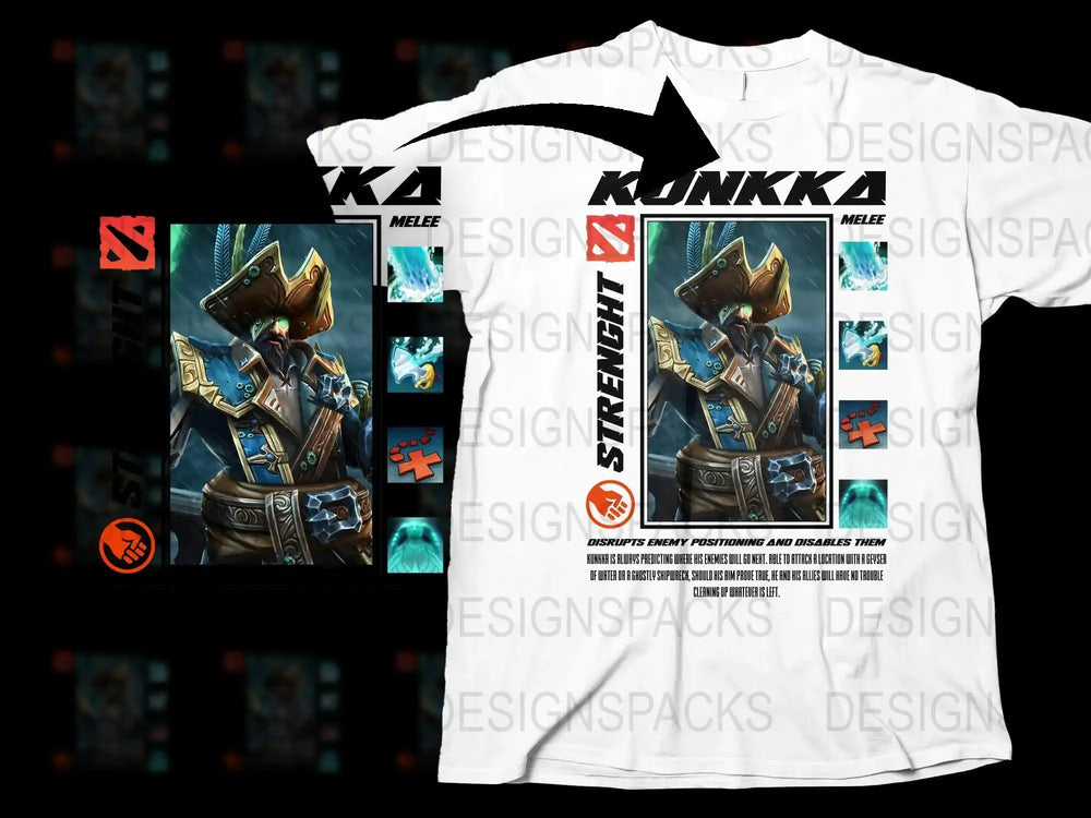 Konkka Street Fight Graphic T-Shirt, Gaming Merch, Men's White Tee, Urban Style, Cool Character Design, Casual Wear