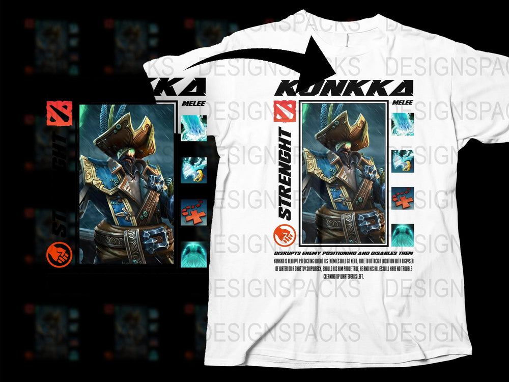 Konkka Street Fight Graphic T-Shirt, Gaming Merch, Men's White Tee, Urban Style, Cool Character Design, Casual Wear