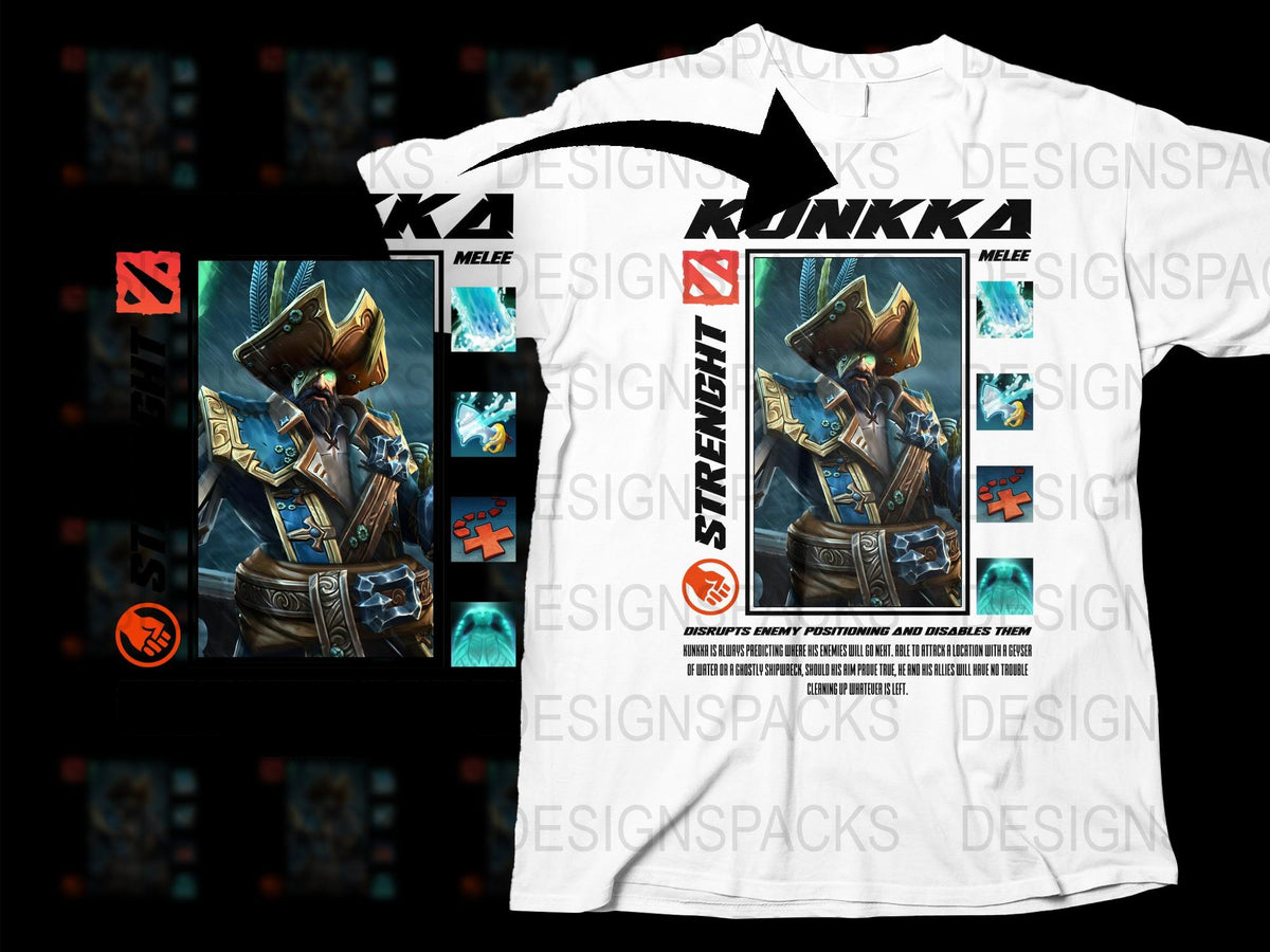 Konkka Street Fight Graphic T-Shirt, Gaming Merch, Men's White Tee, Urban Style, Cool Character Design, Casual Wear