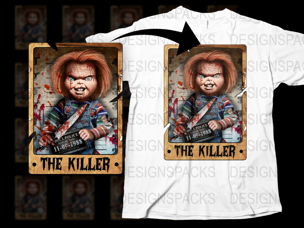 Chucky Horror Movie T-Shirt Vintage Design, Scary Doll Graphic Tee, Halloween Killer Costume Shirt