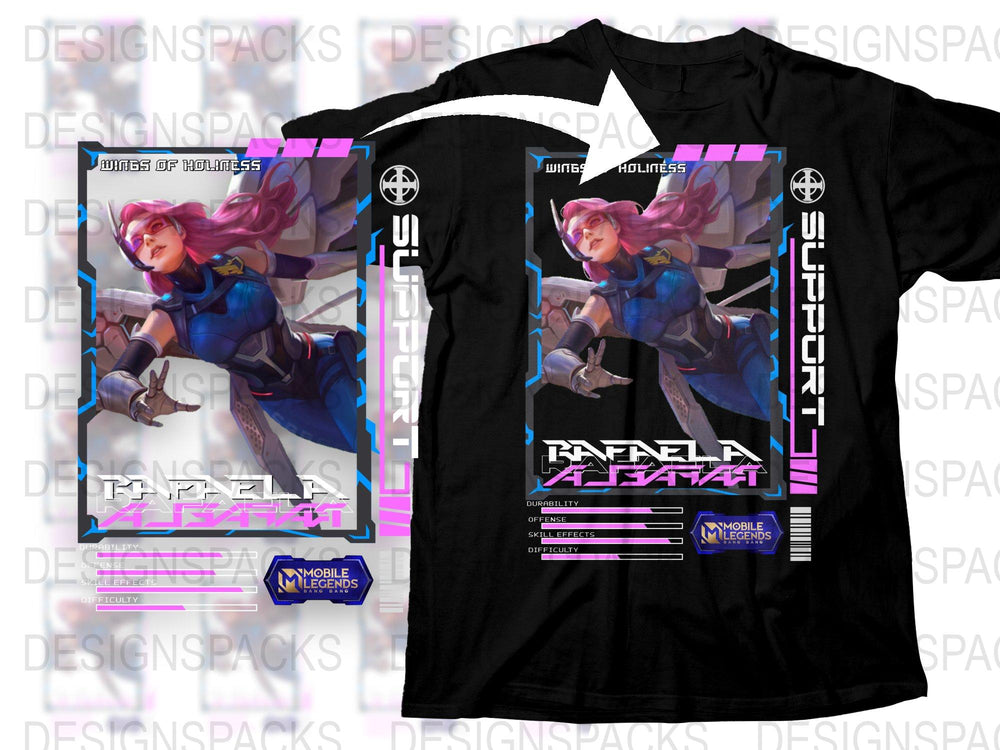 Mobile Legends Angela Support T-Shirt, Gaming Graphic Tee, Vibrant Character Design, Unisex Casual Apparel