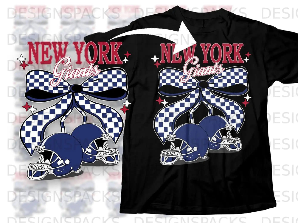New York Giants Checkered Bow Helmets T-Shirt