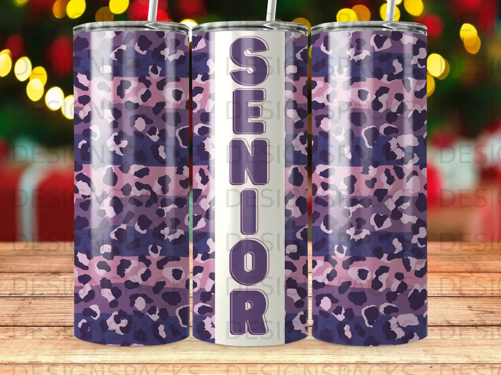 SENIOR Purple Leopard Print Stripes Tumbler product type