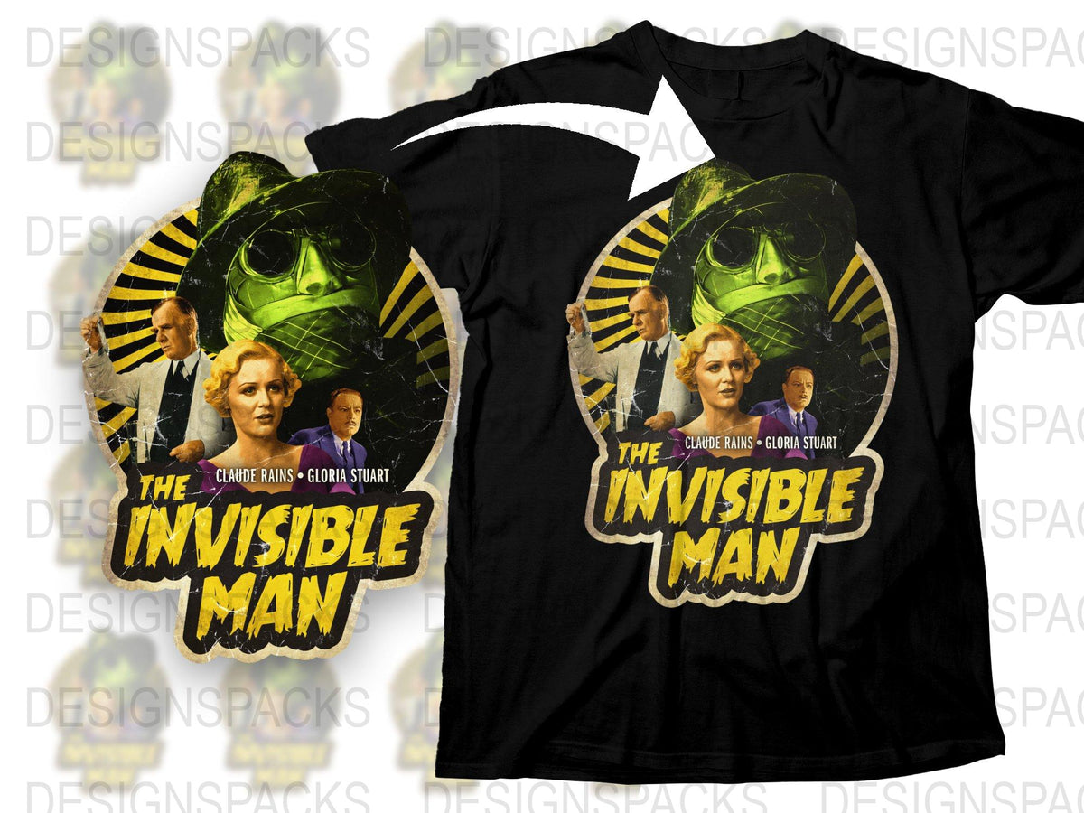 Classic Invisible Man Movie Poster T-Shirt, Vintage Horror Film Tee, Retro Graphic Shirt, Cult Cinema Fashion