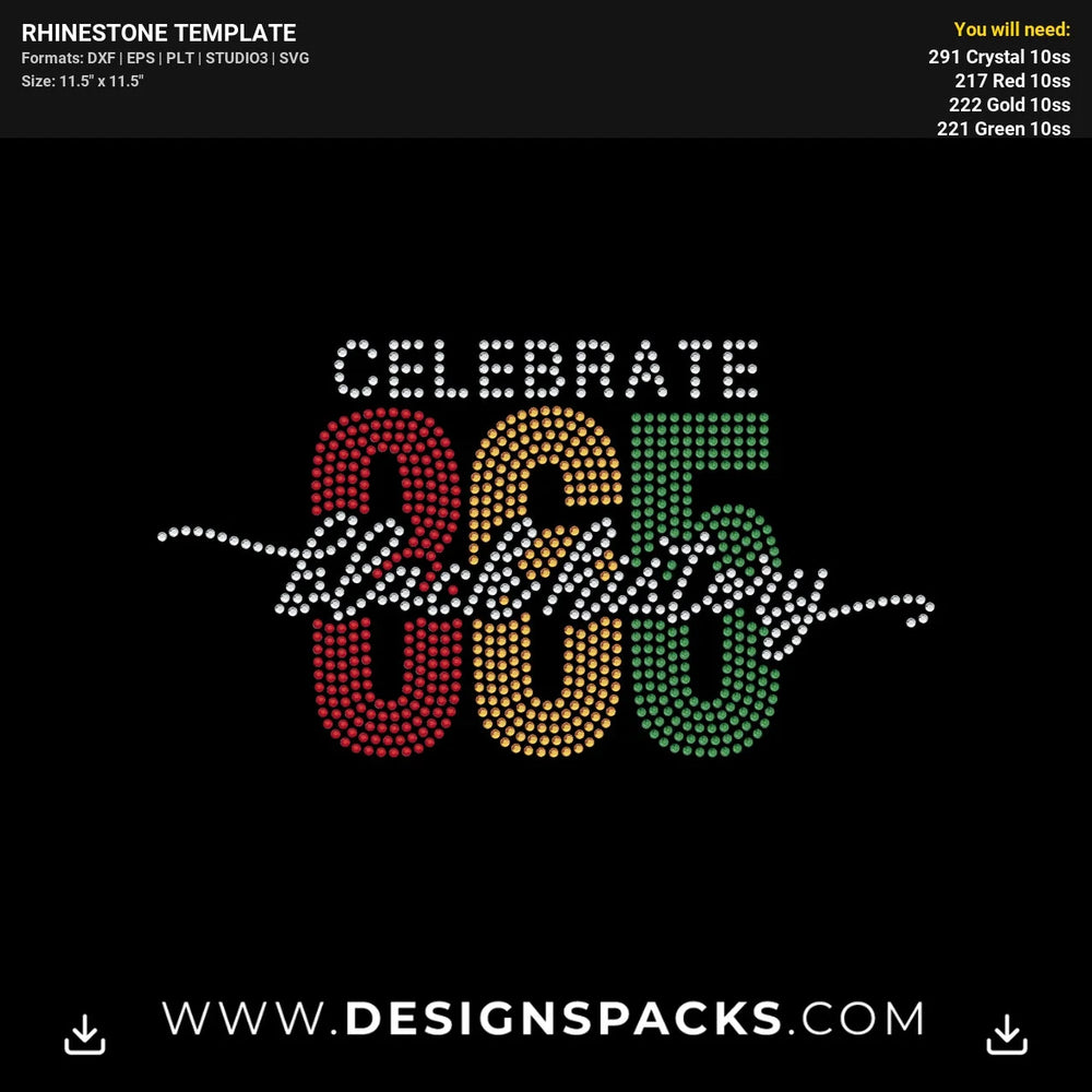 365 Days Black History Rhinestone Digital Template