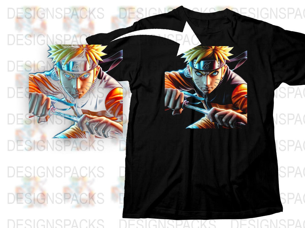 Anime Graphic T-Shirt, Colorful Ninja Warrior Print, Unisex Cotton Tee, Vibrant Casual Top, Fan Art Apparel, Unique Gift Idea
