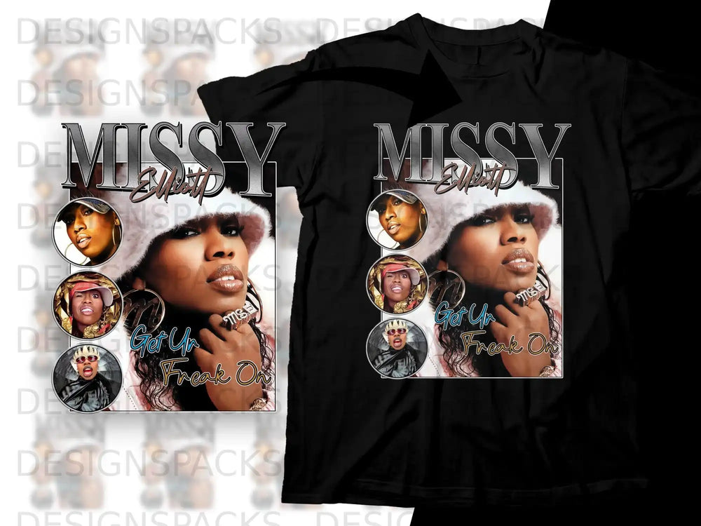 Missy Elliott "Gettin' Jiggy Wit It" album art t-shirt design.
