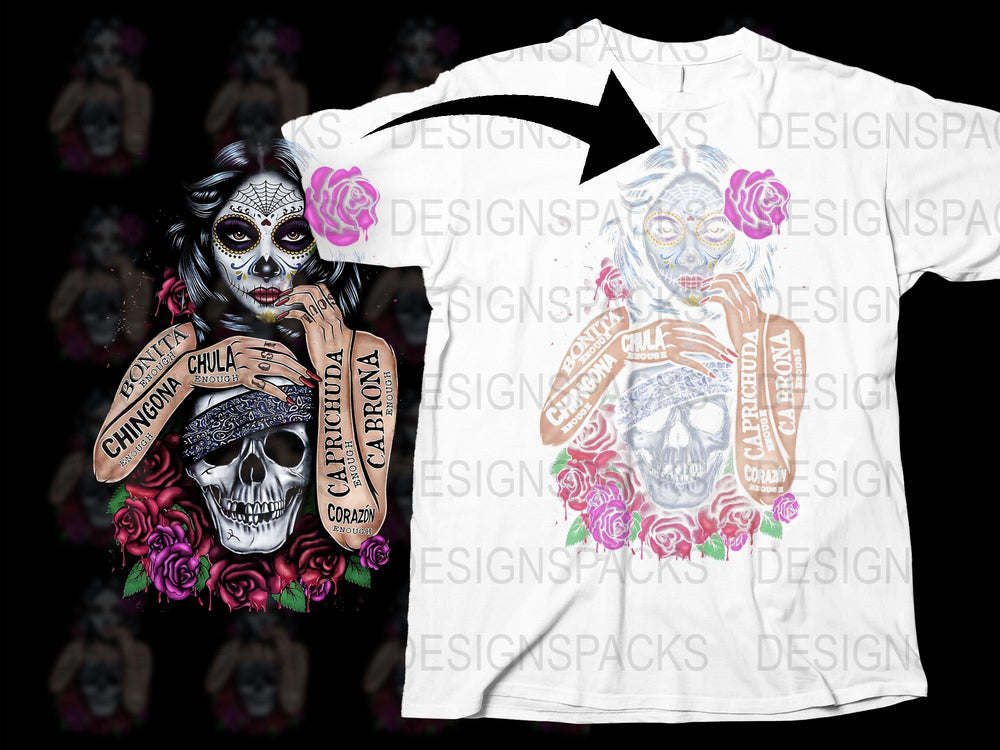 Day of the Dead Sugar Skull T-Shirt, Floral Skull Graphic Tee, Unisex Cotton Shirt