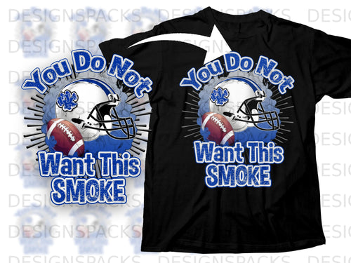 Black t-shirt with blue text 