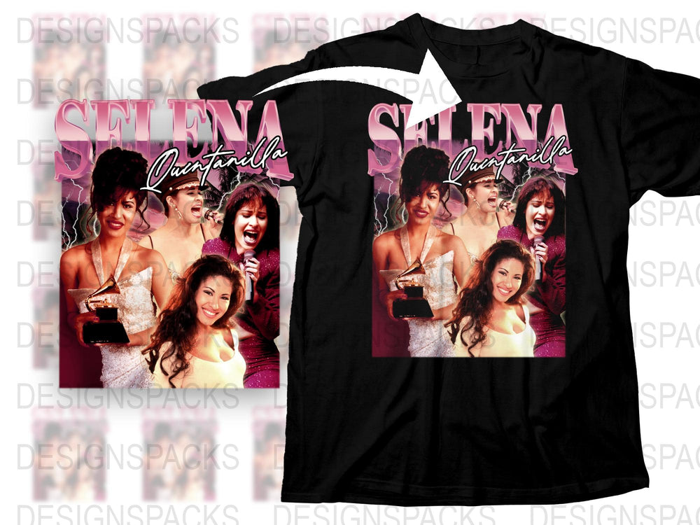 Selena Quintanilla Black T-Shirt, Vintage 90s Music Icon Tee, Graphic Pop Star Shirt