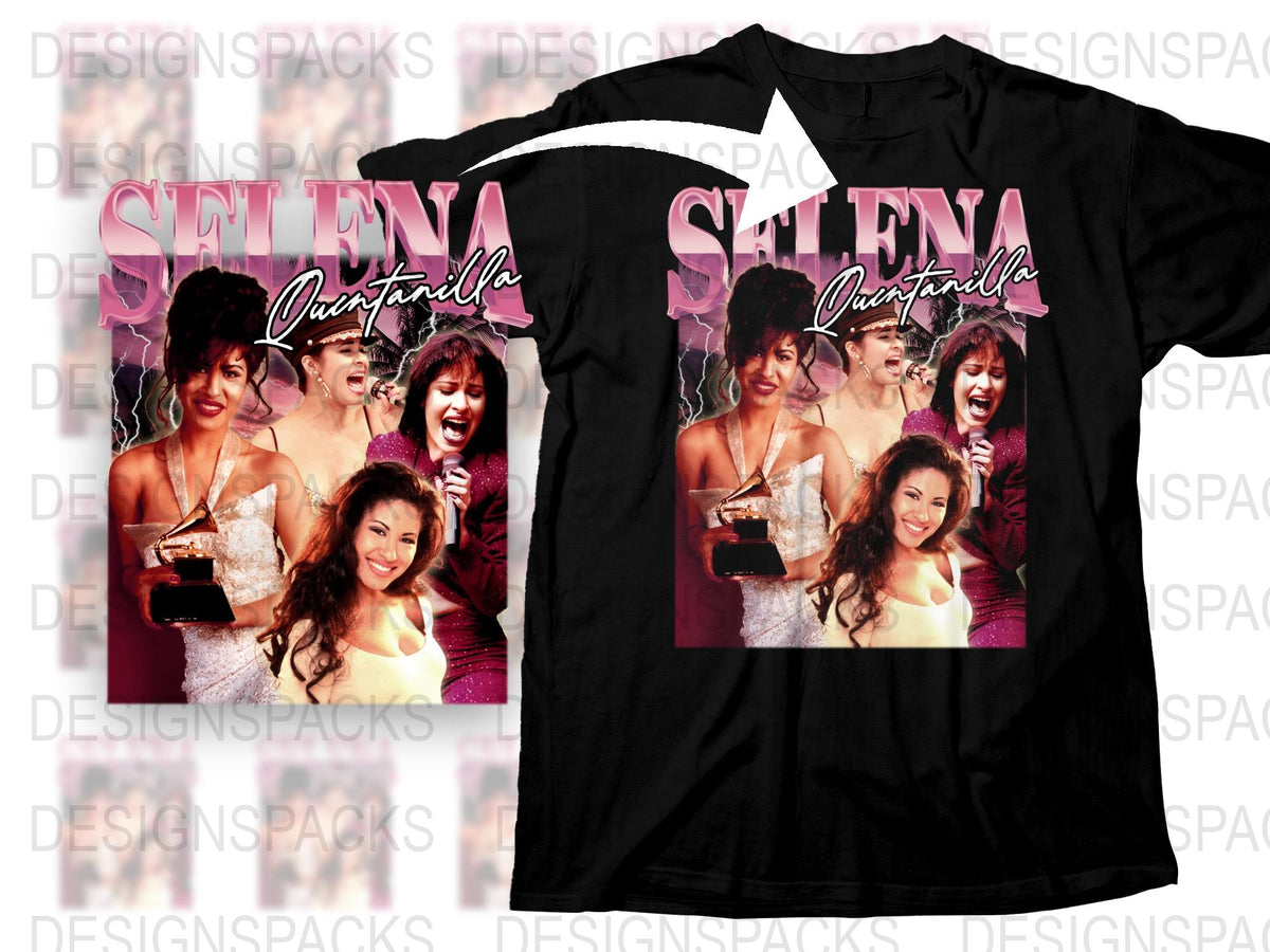 Selena Quintanilla Black T-Shirt, Vintage 90s Music Icon Tee, Graphic Pop Star Shirt