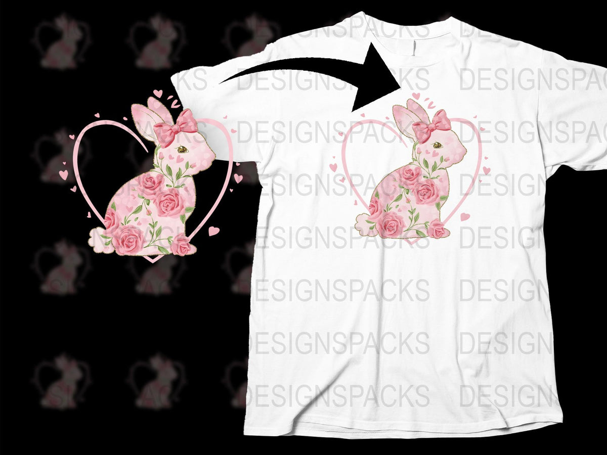 Floral Heart Fox Design T-Shirt, Cute Animal Graphic Tee, Pink Roses Illustration, Nature Inspired Fashion, Unisex Adult Clothing